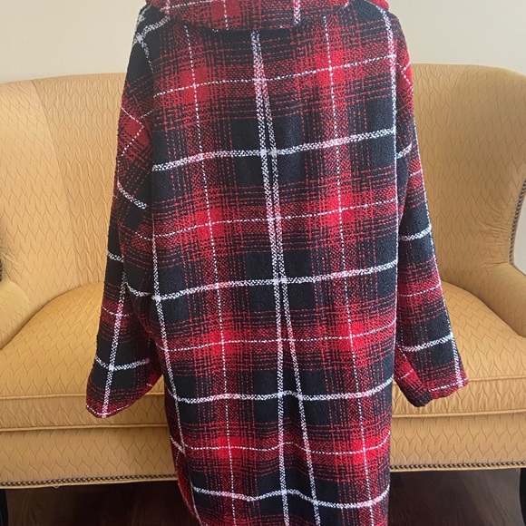 Torrid RED & BLACK PLAID WOOLEN WEDGE COAT - Picture 8 of 13